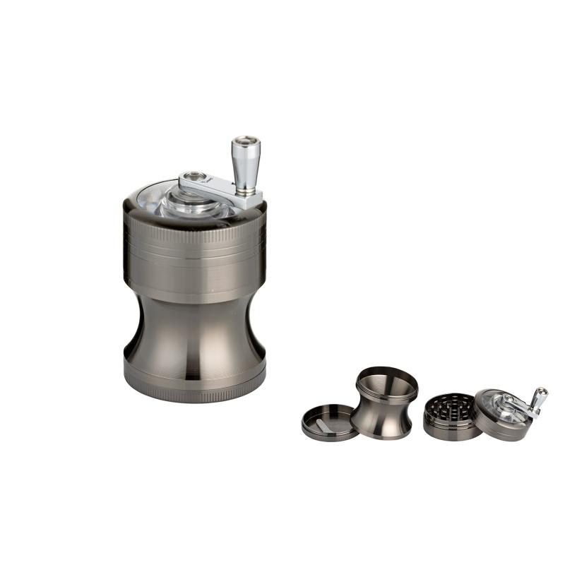 Alu Grinder 4-pieces 50mm mit Kurbel Anthrazit KC Import