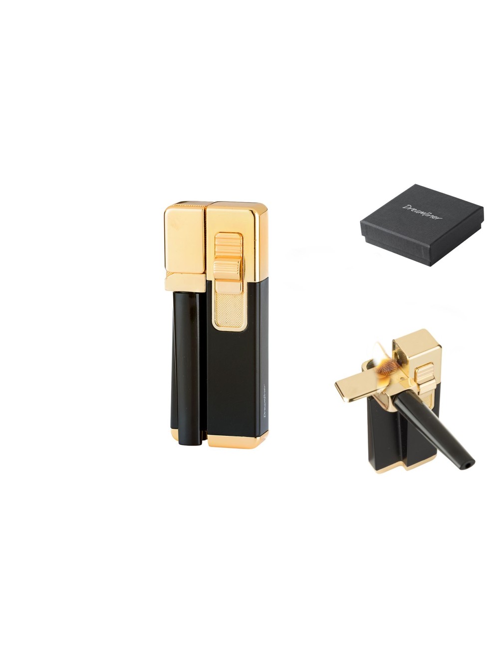 Pipe avec briquet or