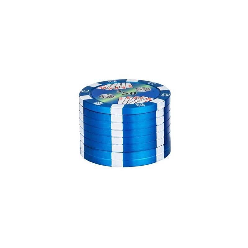 Alu Grinder 3-pièces 40mm Poker Chips Bleu