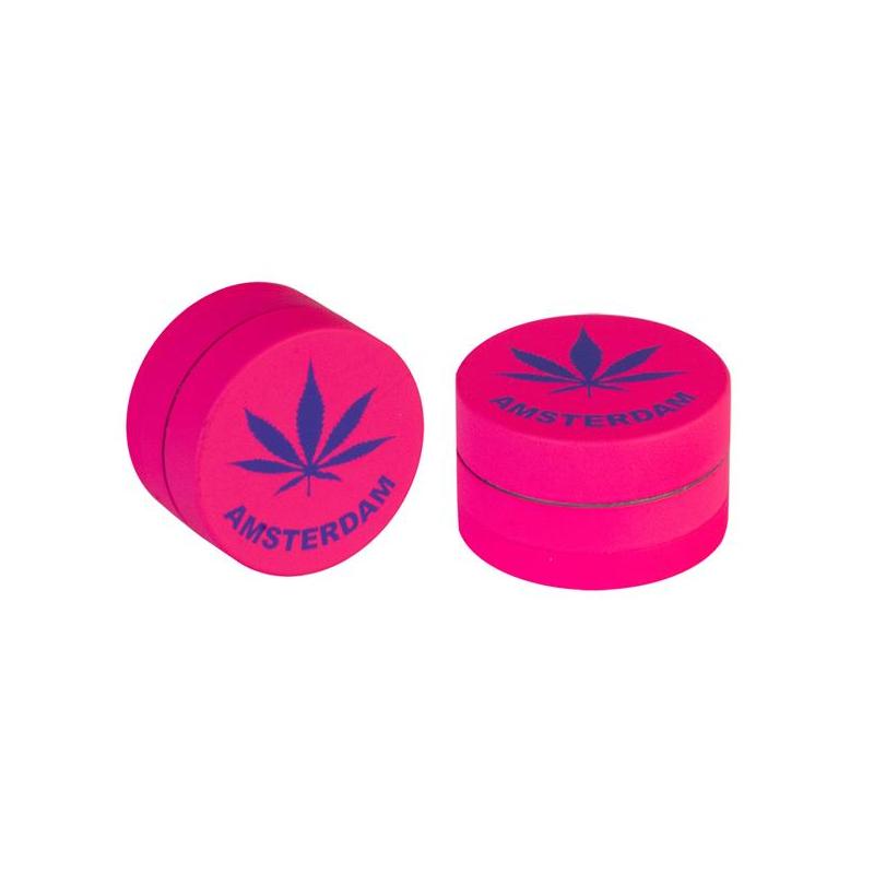 Grinder Alu Pink Hemp Leaf 3-piece 40mm