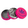 Grinder Alu Pink Hemp Leaf 3-piece 40mm