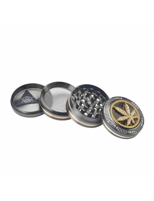 Grinder Bling Bling Hanfblatt 4-piece 50mm