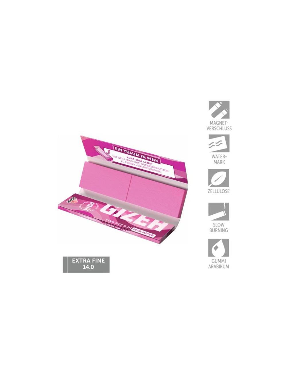 GIZEH Pink King Size Slim + Filters (26 pcs.)