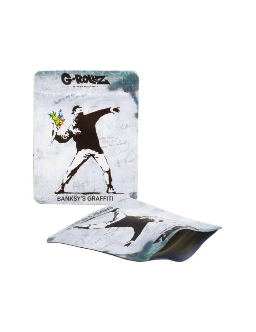 Banksy Bag - Flower Thrower (6.5cm x 8.5cm)