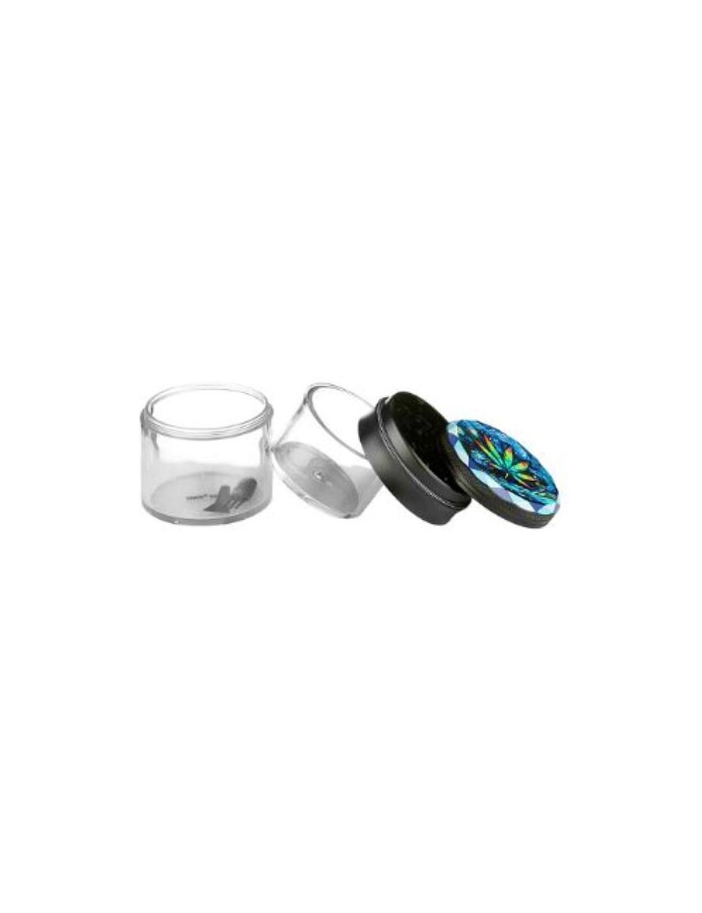 Alu Grinder transparent feuille cannabis 4-pièces 62mm