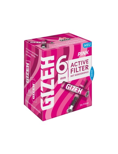 GIZEH Pink Active Filter 6mm (10 x 34 pcs.)