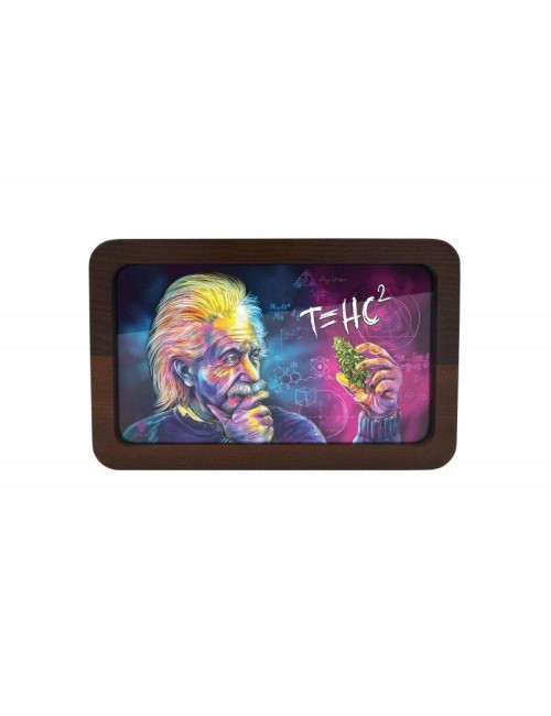 3D Wood Rolling Tray - THC2 Einstein (19.7cm x 14cm)