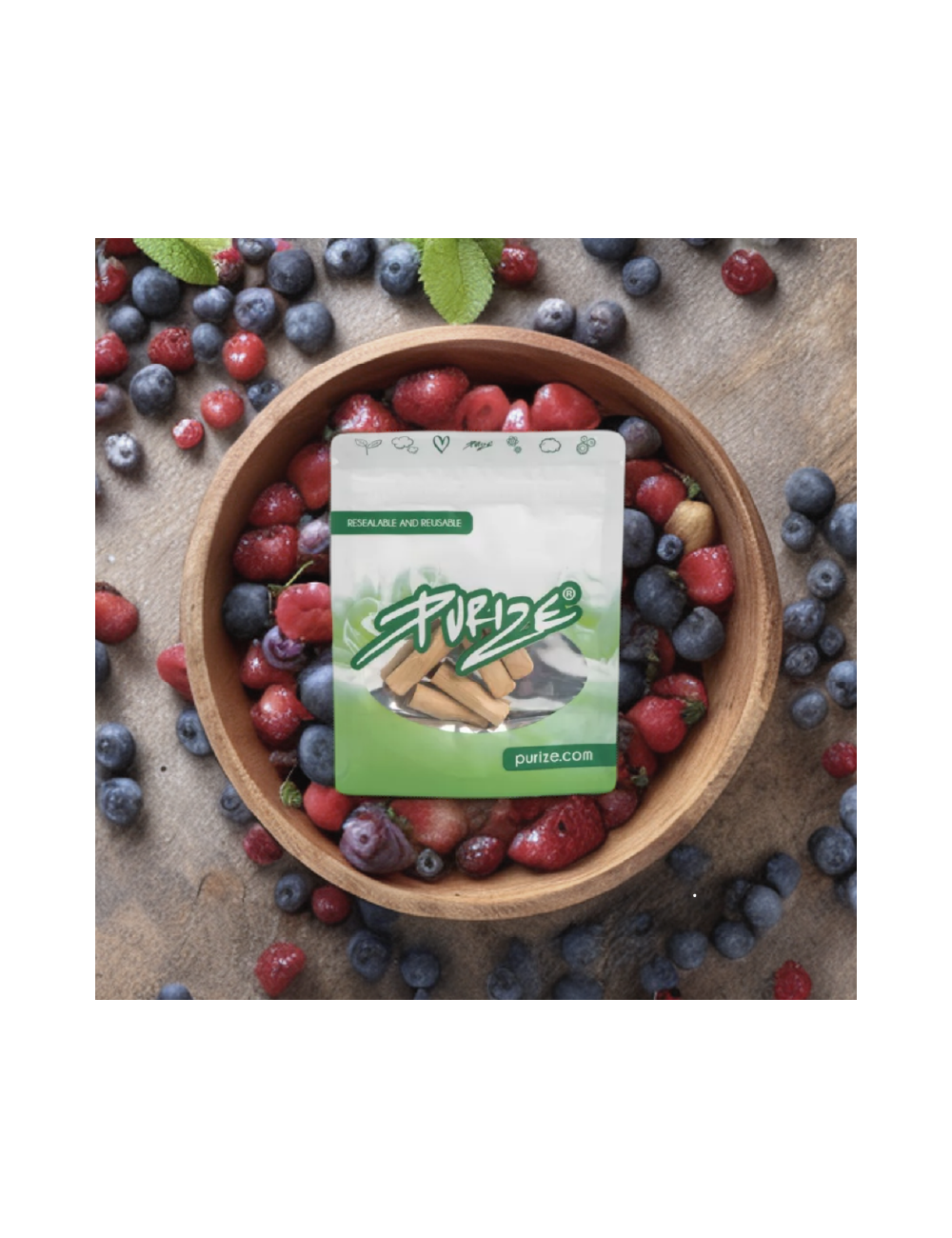 Purize Holzmundstück Xtra Slim mit Geschmack (5 Stk.) Waldbeere