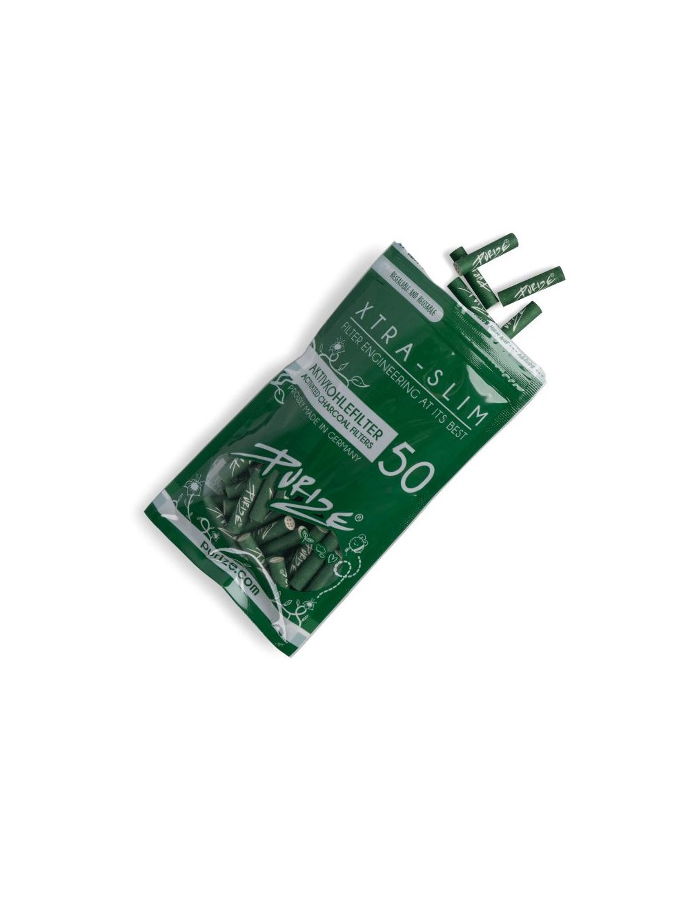 Purize Aktivkohlefilter Xtra Slim 6mm - grün (50 Stk.)