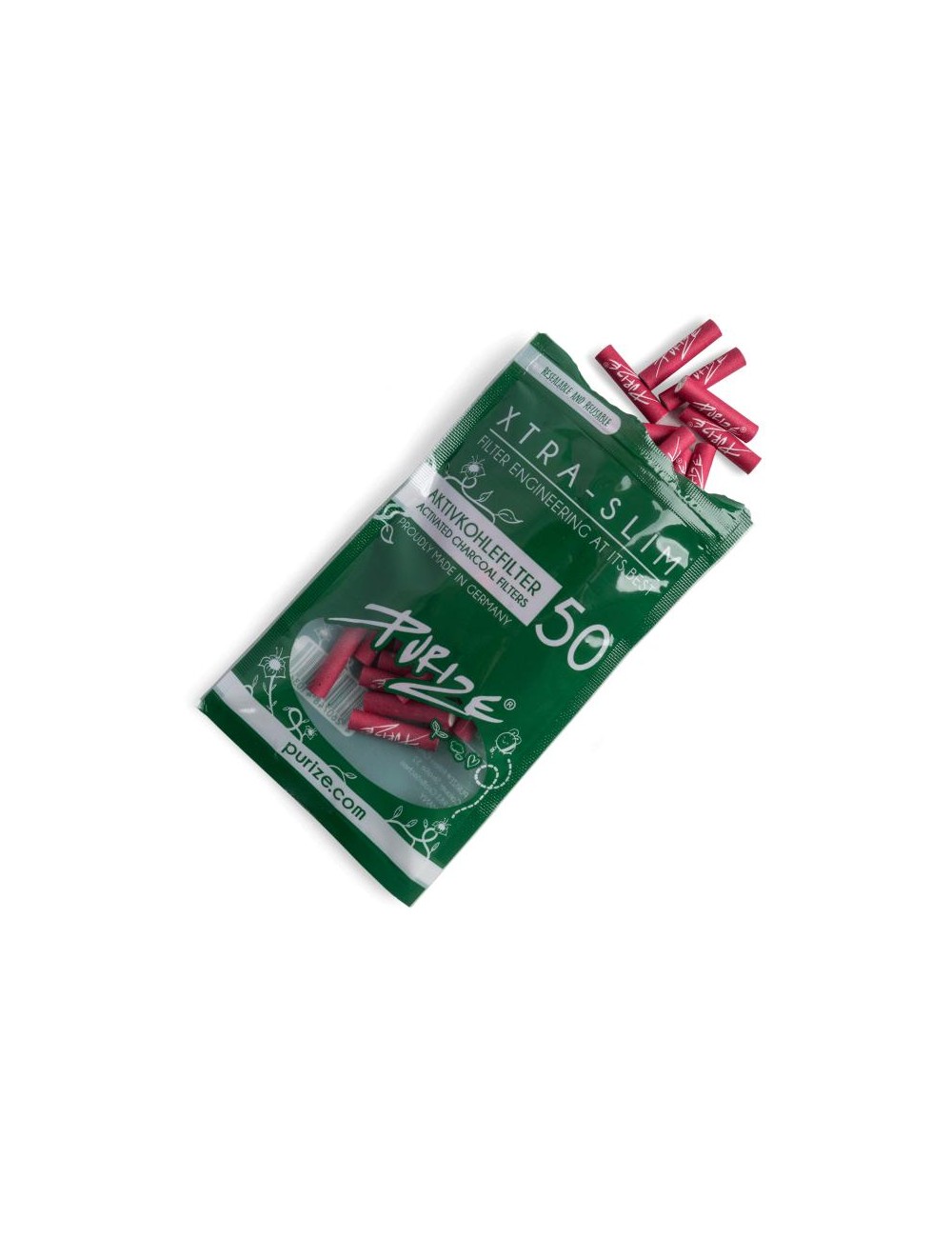 Purize Aktivkohlefilter Xtra Slim 6mm - pink (50 Stk.)