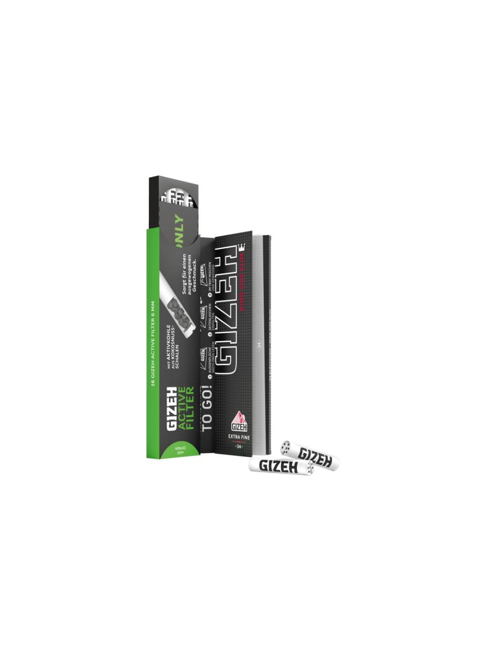 GIZEH Black King Size Slim + Active Filter (16 Stk.)
