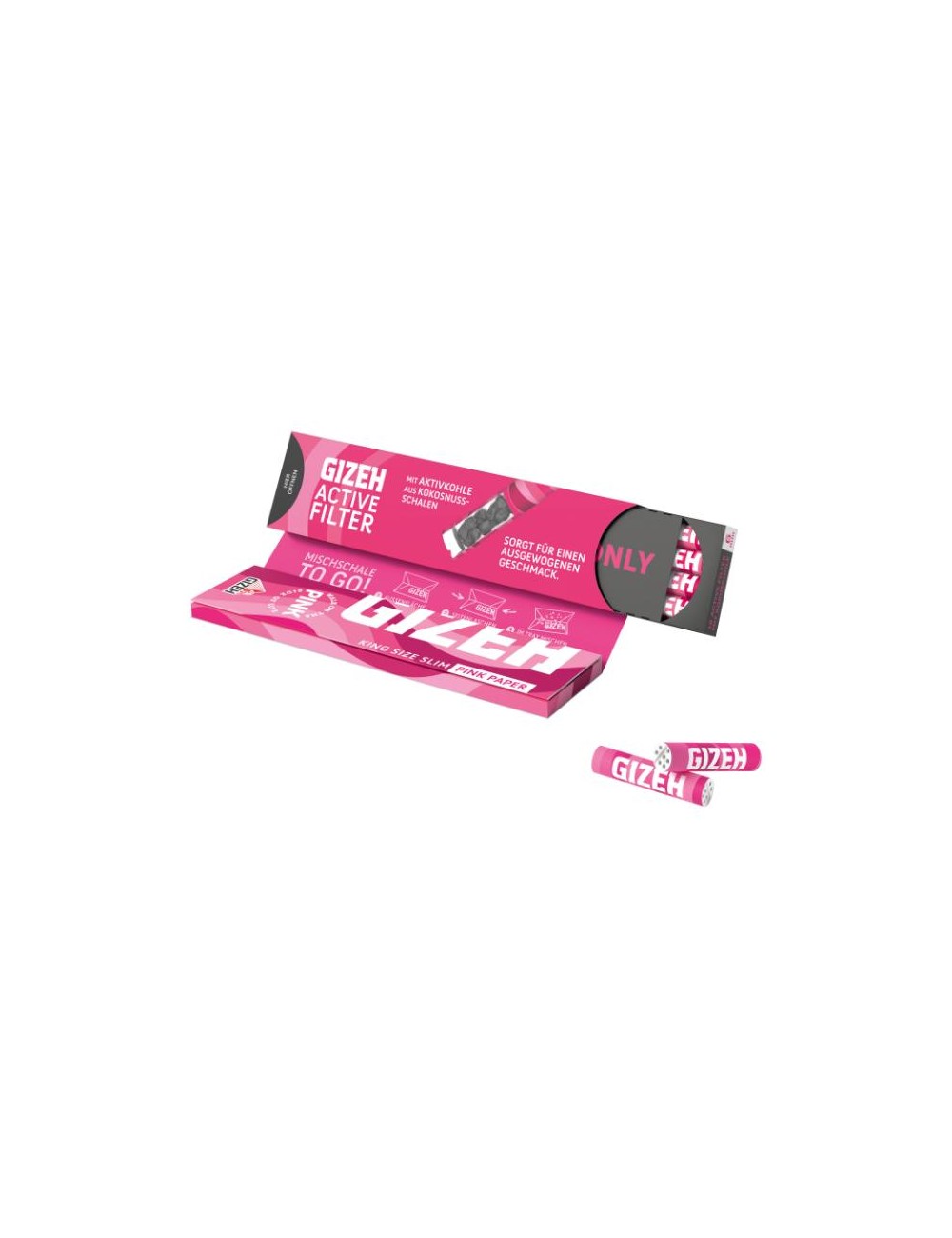 GIZEH Pink King Size Slim + Active Filter (16 pcs.)
