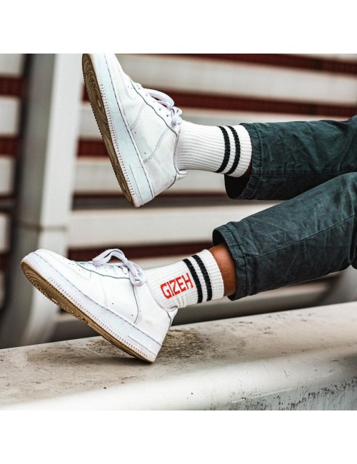 GIZEH Socks, Oldschool white/black schwarz-43-46
