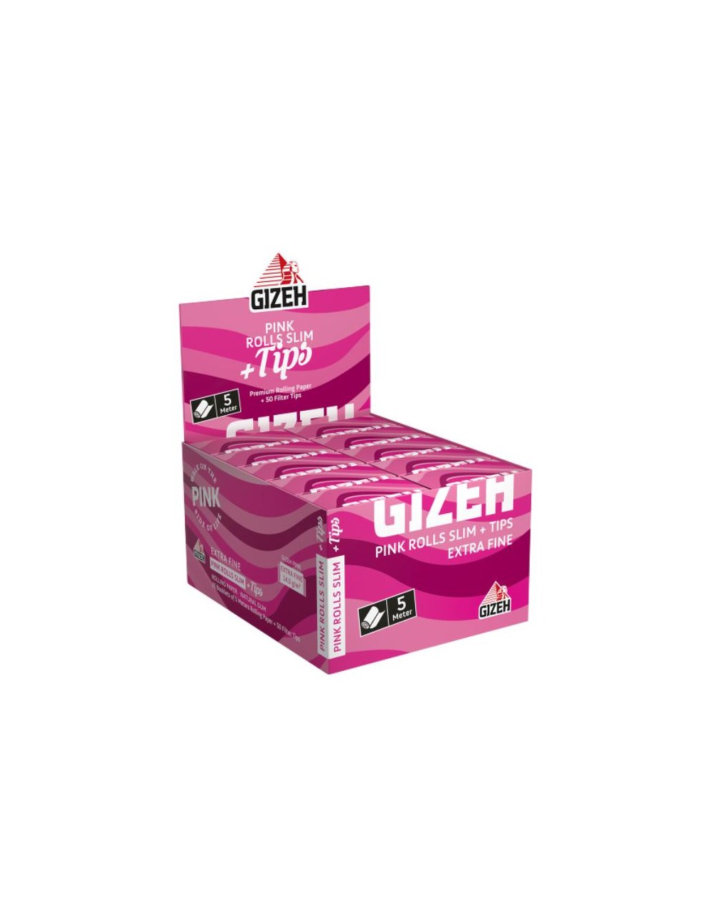 GIZEH Pink Rolls + Tips (20 pcs.)