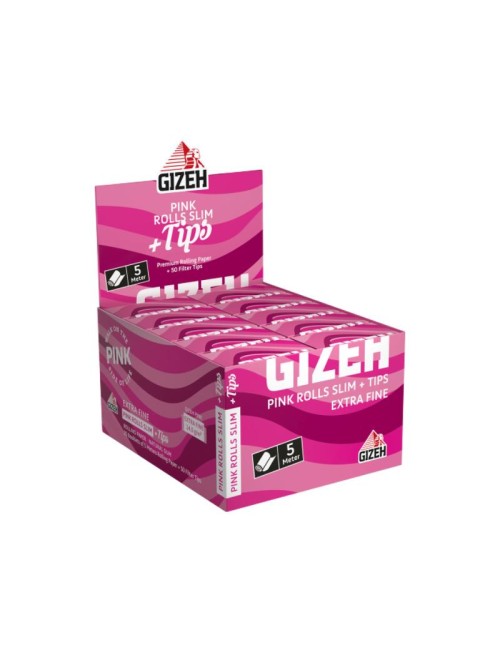 GIZEH Pink Rolls + Tips (20 pcs.)