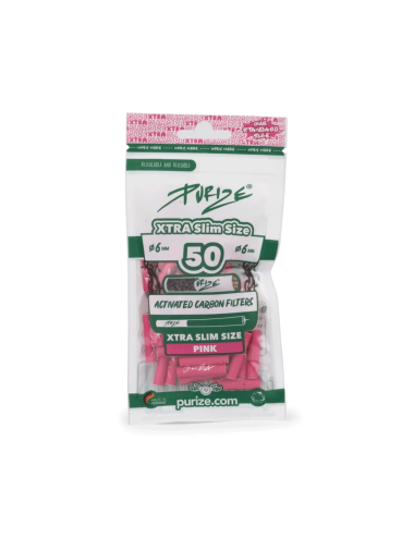 Purize Aktivkohlefilter Xtra Slim 6mm - pink (50 Stk.)