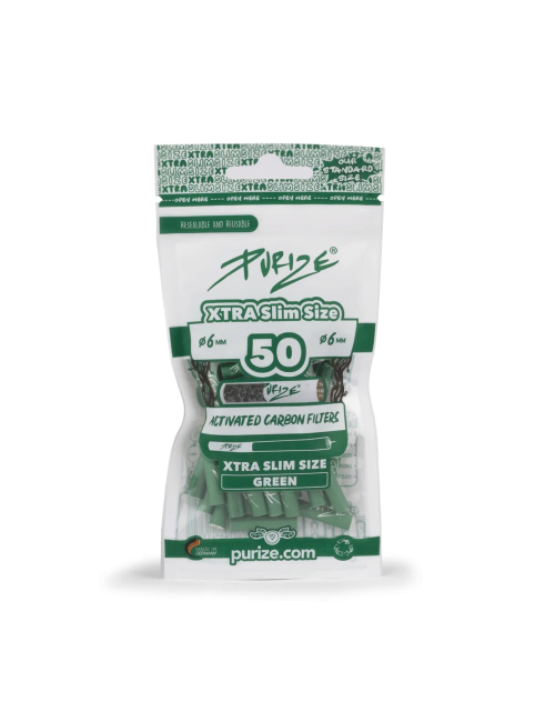 Purize Aktivkohlefilter Xtra Slim 6mm - grün (50 Stk.)