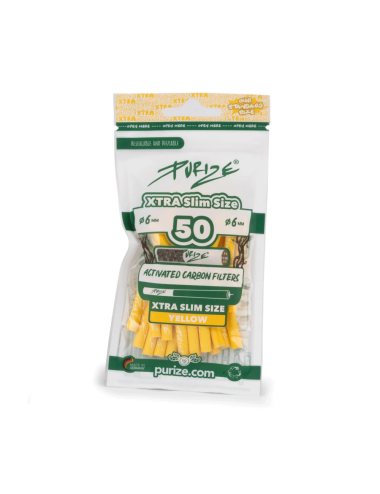 Purize Filtre à charbon actif Xtra Slim 6mm - yellow (50 pcs.)