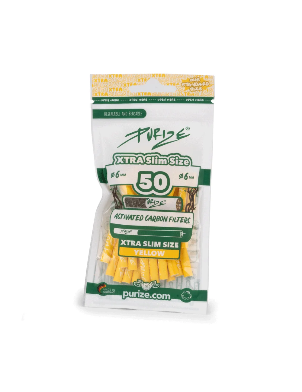 Purize Activated Carbon Filter Xtra Slim 6mm - yellow (50 pcs.)
