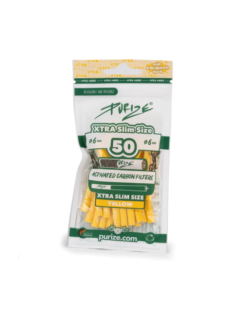 Purize Aktivkohlefilter Xtra Slim 6mm - yellow (50 Stk.)