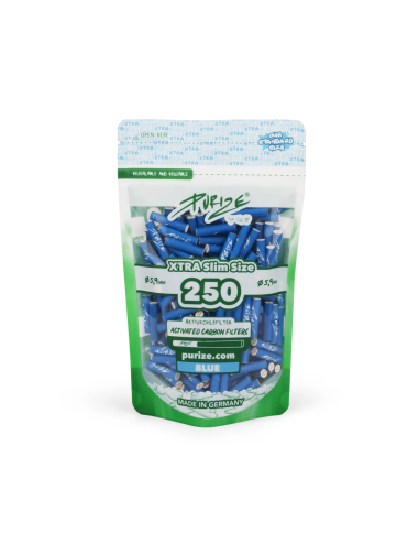 Purize Filtre à charbon actif Xtra Slim 6mm - blue (250 pcs.)