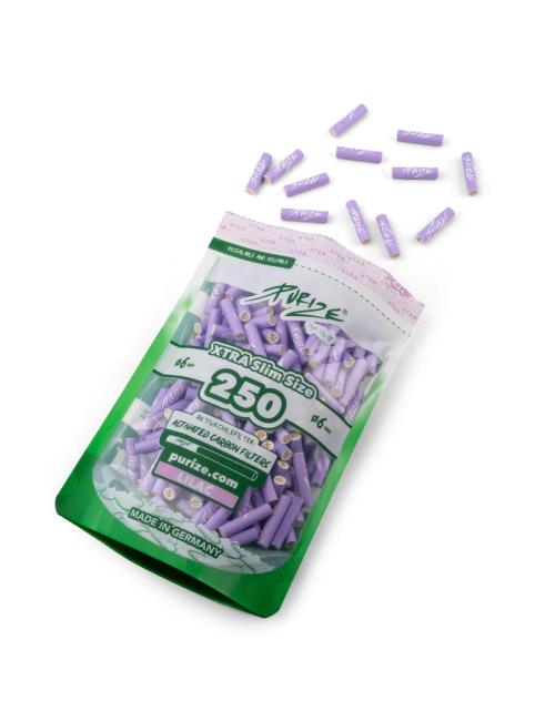 Purize - Filtres a charbon actif Xtra Slim 6mm - Lilac (250 pcs.)