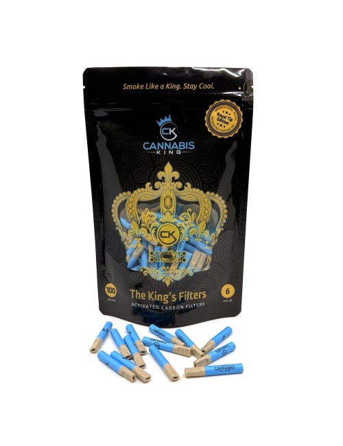 Active charcoal filters with mouthpiece - Cannabis King - 6mm - 100 pièces
