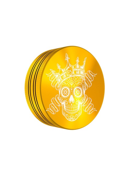 Grinder Cannabis King — Royal Skull — Gold — 2 Layers 54mm