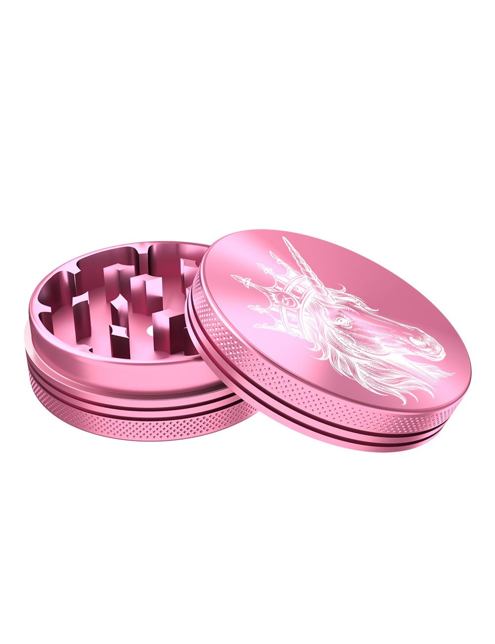 Grinder Cannabis King — Licorne — Rose — 2 Layers 54mm