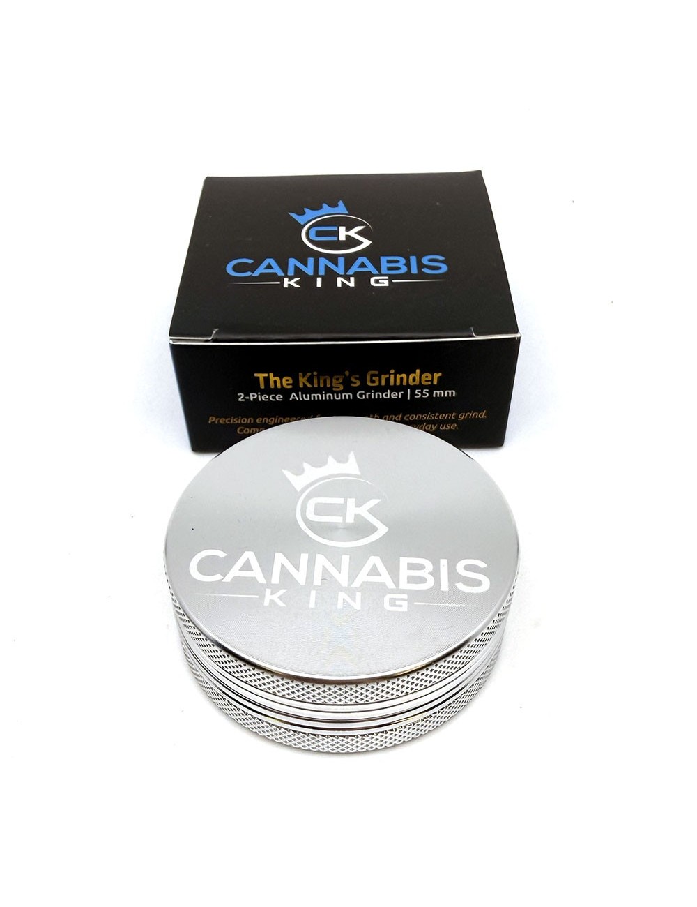 Grinder Cannabis King — Classic Logo — Silber — 2 Layers 54mm