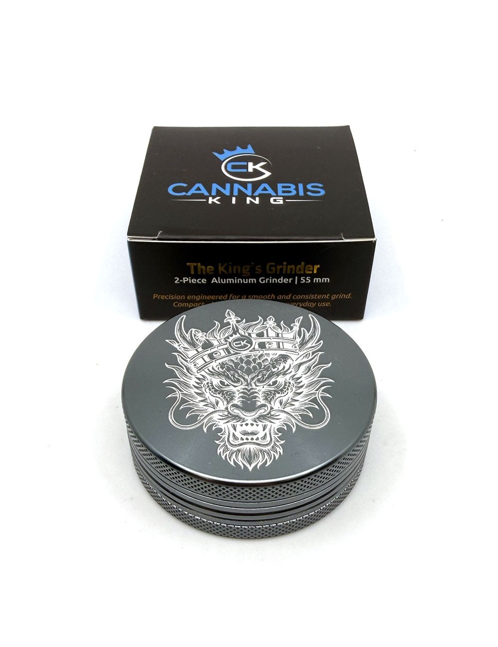Grinder Cannabis King — Dragon King — Grey — 2 Layers 54mm