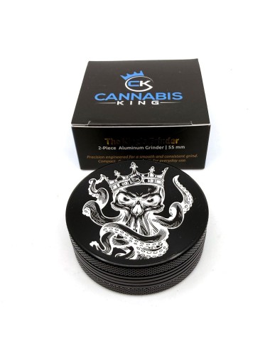Grinder Cannabis King — Octopus — Schwarz — 2 Layers 54mm