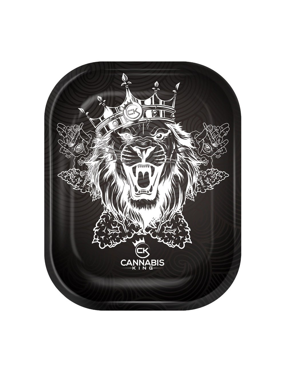 Metall Rolling Tray — Cannabis King — Collector Edition 2026 — Lion King — Schwarz — 14x18cm
