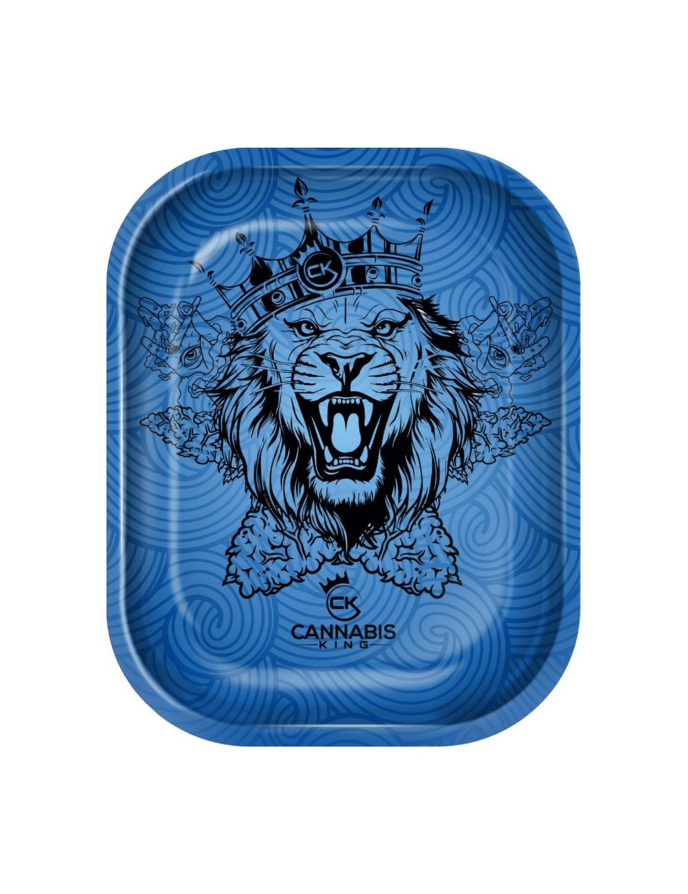 Metall Rolling Tray — Cannabis King — Collector Edition 2026 — Lion King — Blau — 14x18cm