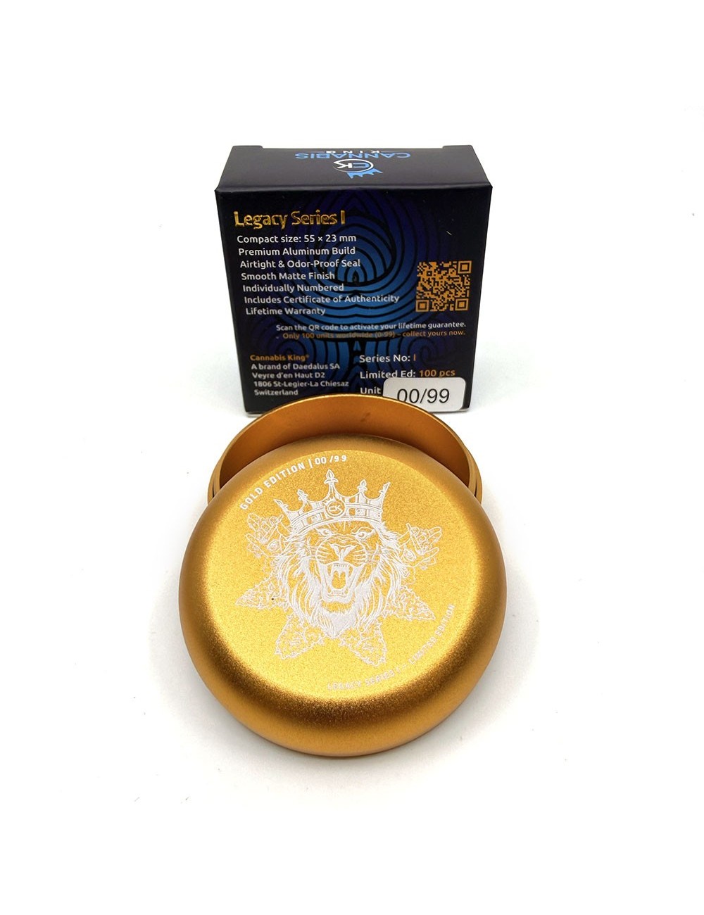 Premium Stash Box Mini — Cannabis King — Collector Edition 2026 — Lion King — Or — 5.5x2.3cm