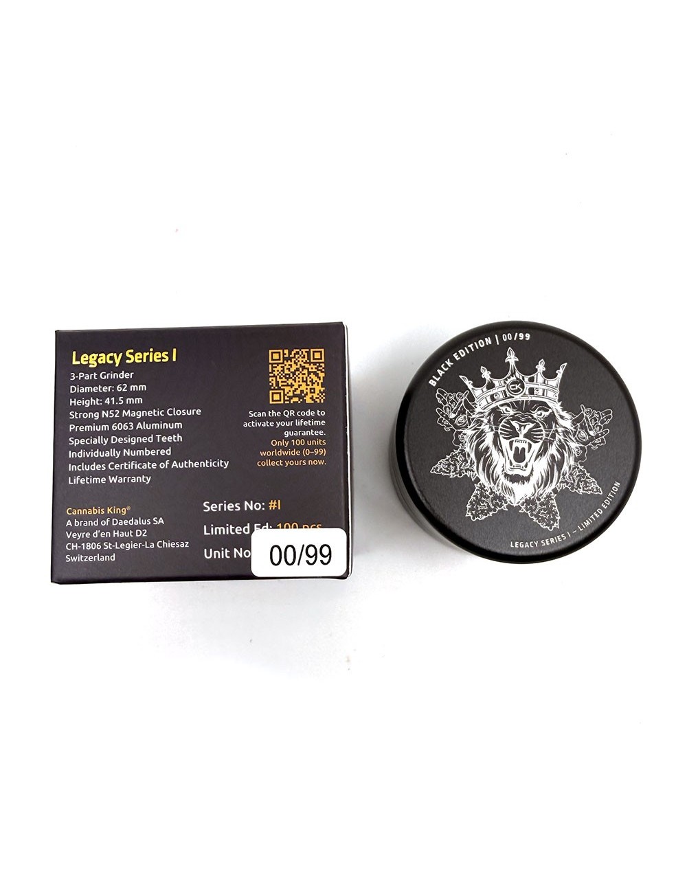 Premium Magnetic Grinder — Cannabis King — Collector Edition 2026 — Lion King — Noir — 62mm