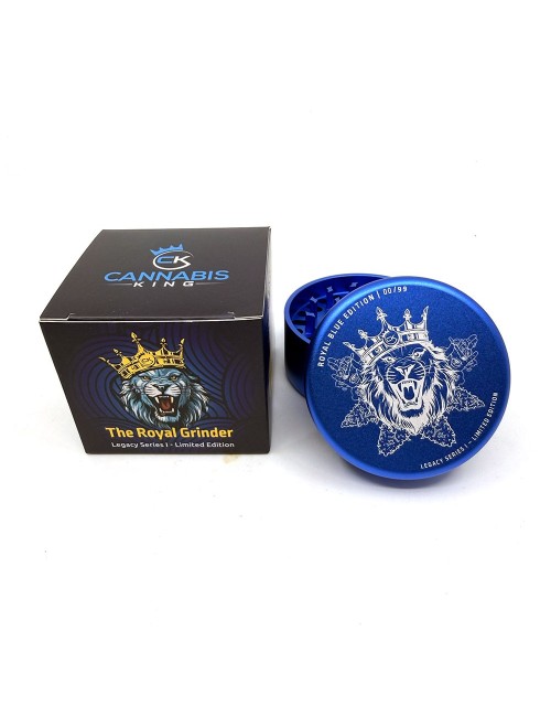 Premium Magnetic Grinder — Cannabis King — Collector Edition 2026 — Lion King — Bleu — 62mm