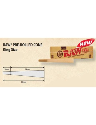 Cônes pré-roulés King Size - 32 pces - Raw