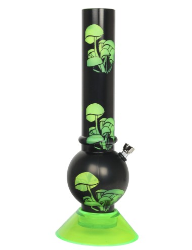 Bong en Acrylique Noir Avec Motifs Champignons - Wild Fire