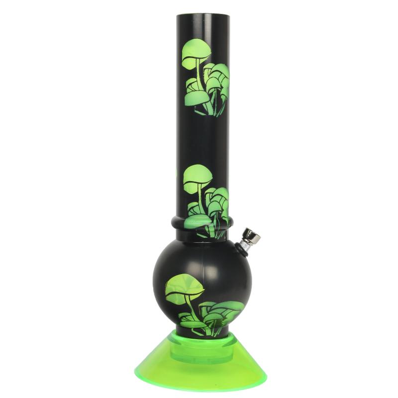 Bong en Acrylique Noir Avec Motifs Champignons - Wild Fire Bong