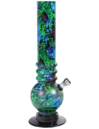 Bong Moyen en Acrylique Bleu et Vert Graffiti