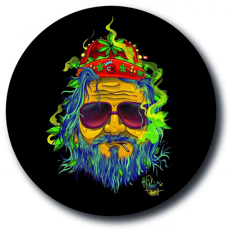 Yellow "Dude King" Round Sticker By Dennis Gabbana - Cannabis King® Cannabis King ®