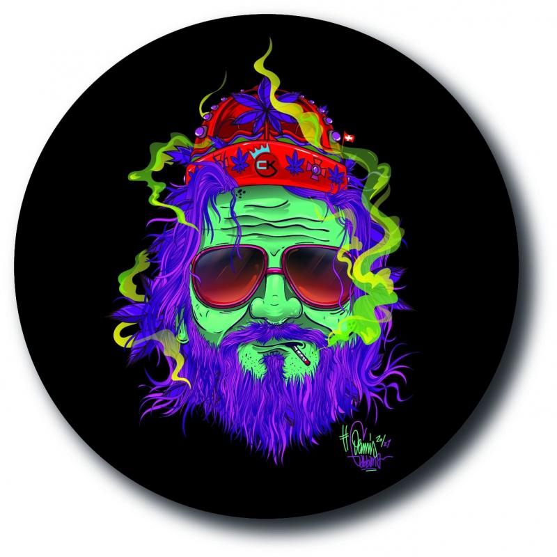 Blue "Dude King" Round Sticker By Dennis Gabbana - Cannabis King® Cannabis King ®