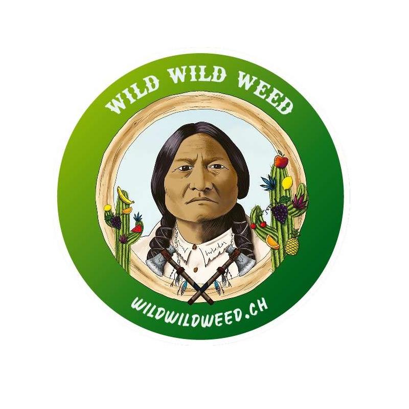 "Sitting Weed" Runde Aufkleber - Wild Wild Weed® Cannabis King ®